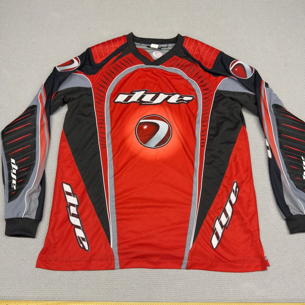 Dye Core Division 04 Paintball Jersey Mens XL Red Black Padded Long Sleeve Mesh
